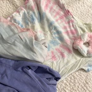 Tie dye sweatpants and shirt matching set + scrunchie included